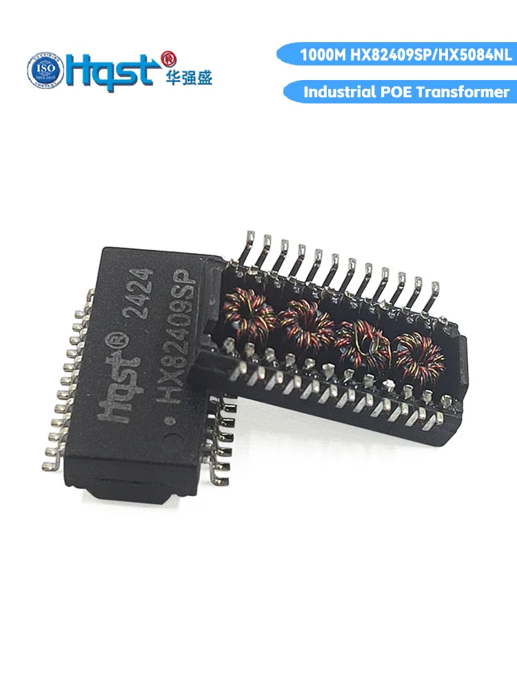 HX82409SP 24Pin SMD Gigabit LAN Transformer 4‑Channel PoE End‑Span 350mA 1500V Isolation Industrial Ethernet Transformer RoHS Co