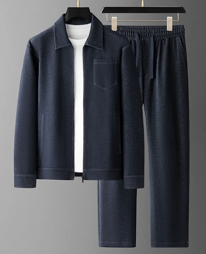 

Простой и красивый джинсовый костюм, осенне-зимний высококачественный повседневный спортивный костюм из плотного хлопка для мужчин