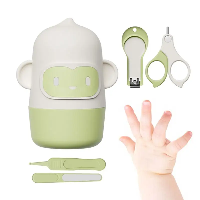 

Nail Care Kit For Babies 4-in-1 Nail Kit Grooming Care Nail Clipper Easy Grip Safe Clippers Scissors File Tweezers With Cute