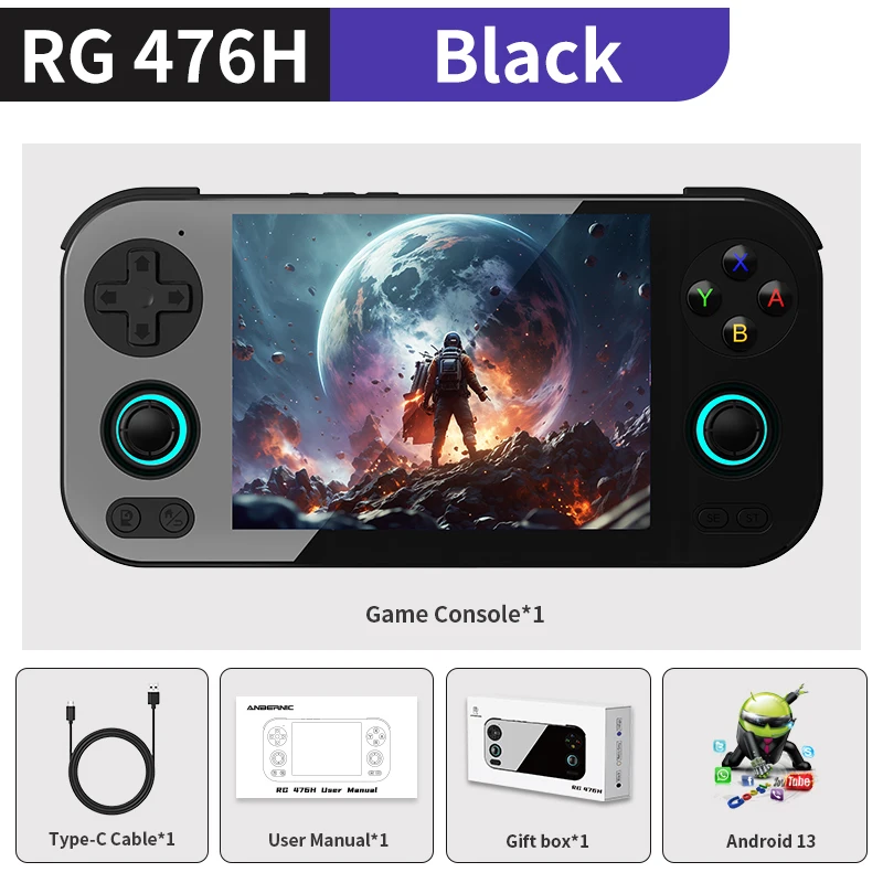 Anbernic RG476H Retro Handheld Spelconsole 4.7" LTPS Multi-touch Volledig Scherm 5000mAh RG 476H Android Videogame Speler AI WIFI