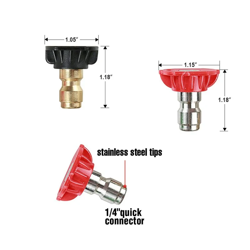 5pcs 1/4 Inch Quick Connect High Pressure Washer Nozzle for Washer Gun Pressure Washing Device For Wash Cars Garden Cleaning