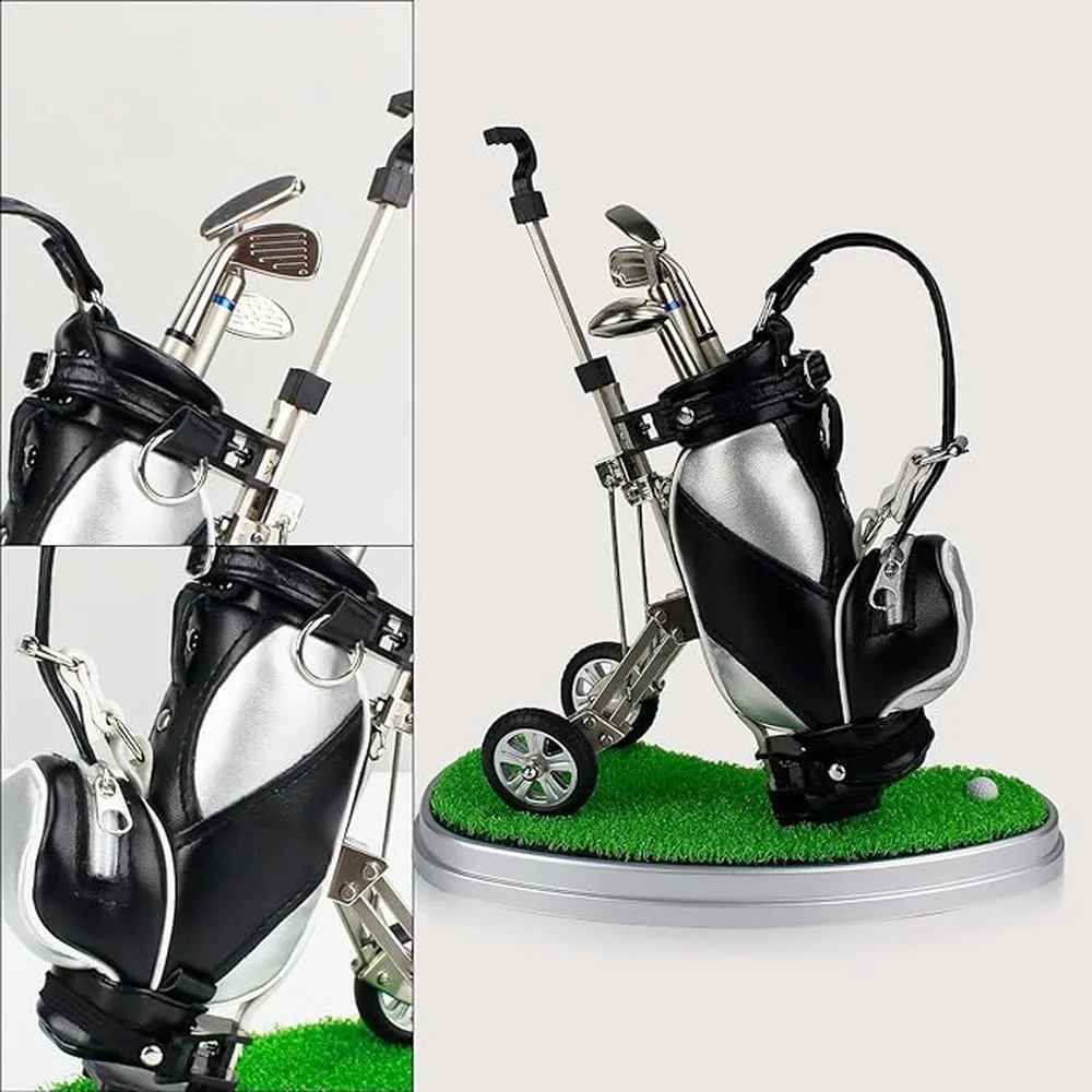 Golf Pencil Cup Durable Zinc Alloy Construction Desk Organizer Compact Size Elegant Golf Home