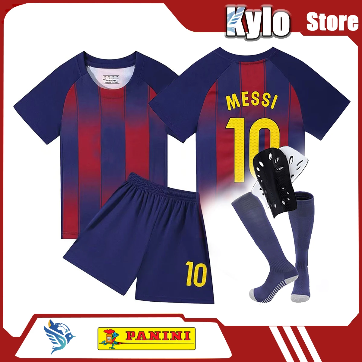 Número 10 Messi Barcelona Copa del Mundo local Jersey Kit de uniforme de fútbol Traje de entrenamiento para fanáticos del equipo Sorpresa Niños Adultos al por mayor