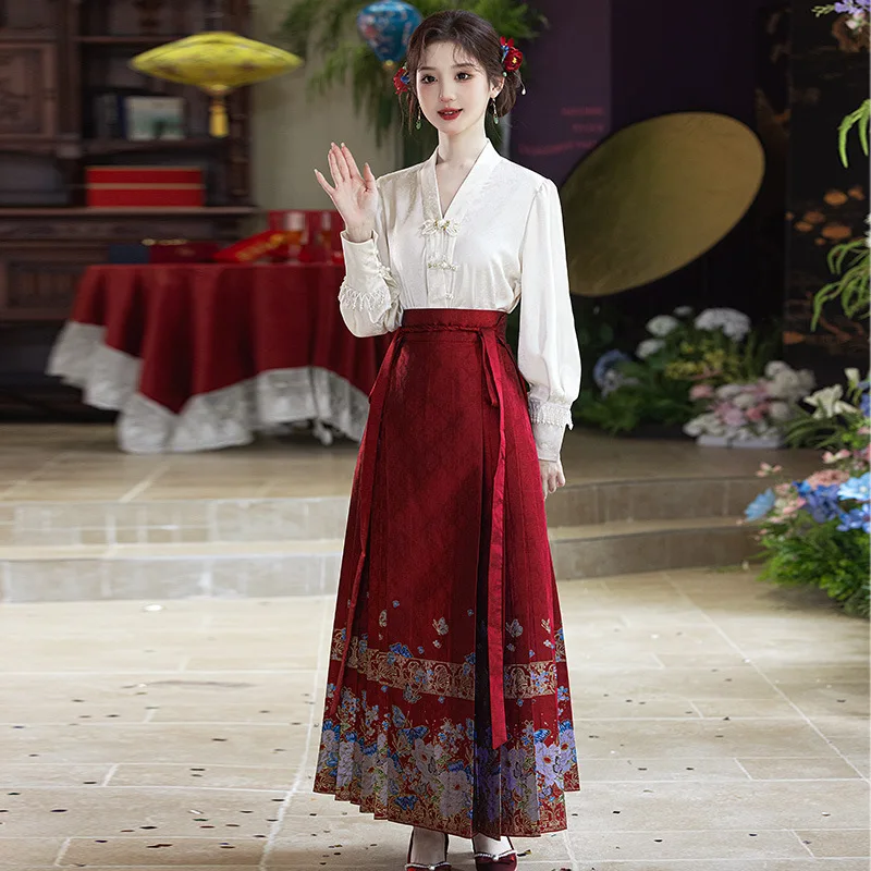 Skirt Suit Engagement Dress Wedding Clothes Women's Toast Clothing Hanfu Small Chinese Bride Autumn and Winter