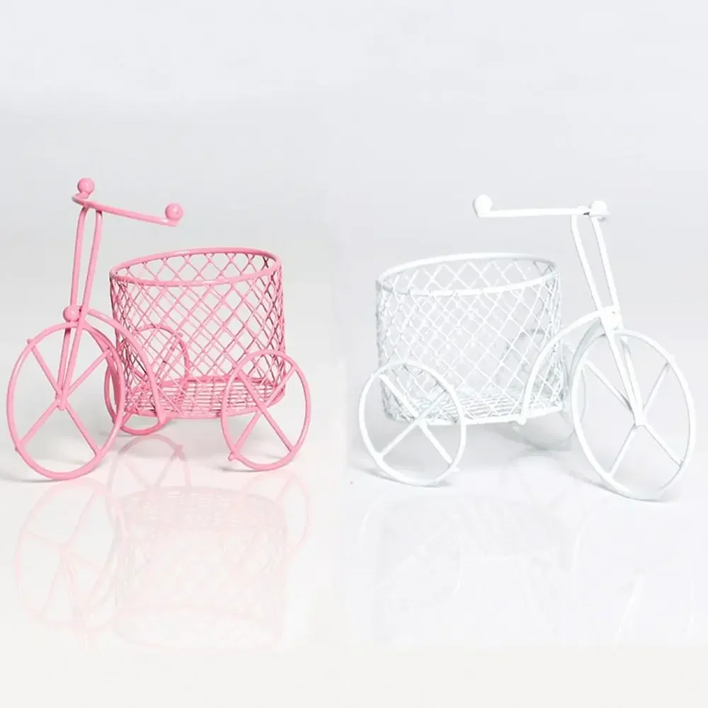 New Mini Ornaments Iron Tricycle Retro Beauty Sponge Storage Jewelry Container Art Decoration Cute Shelves Closet Home Organizer