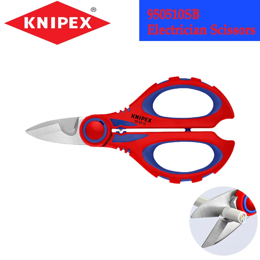 

KNIPEX 950510SB Electrician Scissors Stainless Steel Scissors for Electricians with Non-slip Handle and Ferrule Crimp Area