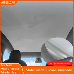 Electrostatic suede silicone sunshade Sun Protection Sunroof Covers Front Rear Glass Skylight Summer Cooling For Tesla Model 3 Y