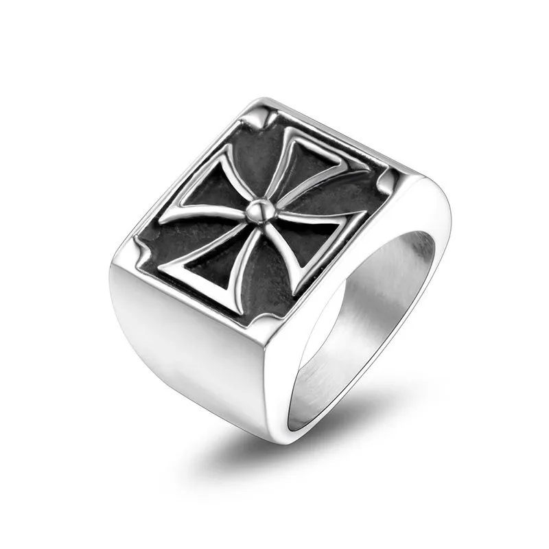Titanium Stainless Steel Cool Cross Rings for Men Masculine Big Finger Bands Trendy Accessories Sizes 8,9,10,11,12 Dropshipping