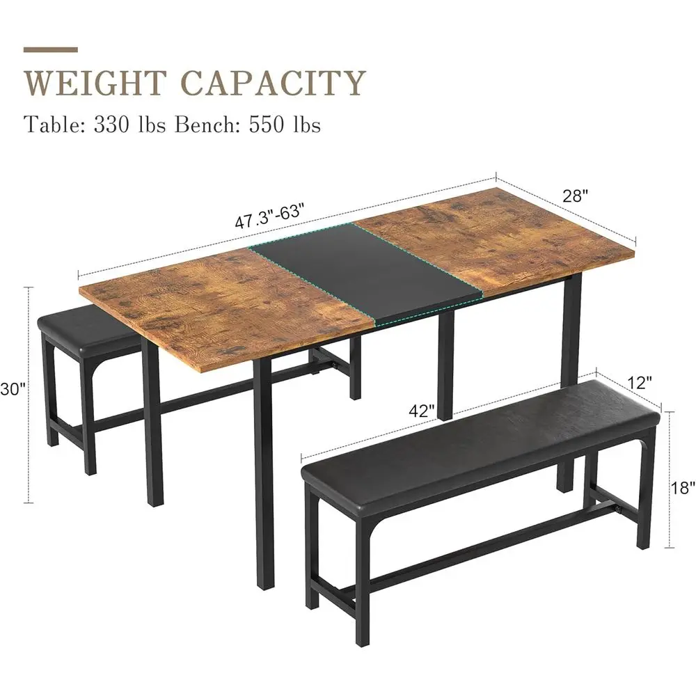 Современный 63, выдвижной кухонный стол с скамейками/стульями на 4–6 лет, компактный дизайн, простая сборка, обеденный уголок для завтрака