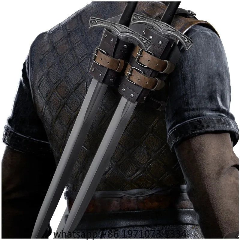 Medieval Double Sword Shoulder Back Sheath Warrior Scabbard Holder Cosplay Accessories Buckle Holster Scabbard Costume Halloween