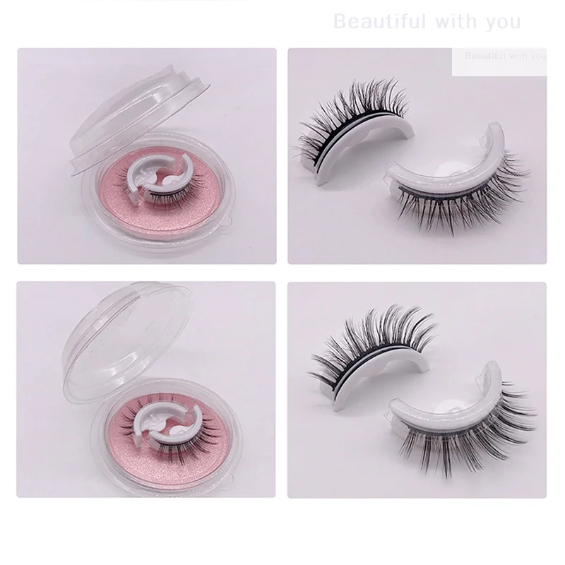 1Pair Reusable Self-Adhesive Eyelashes Without Glue Natural Fluffy False Eyelashes