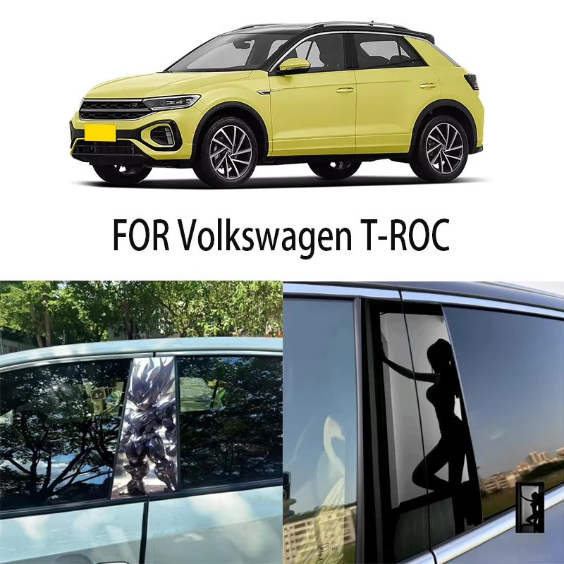 

Door Window Decoration Trims Pillar Posts Stickers Auto Styling For Volkswagen T-ROC Car accessories