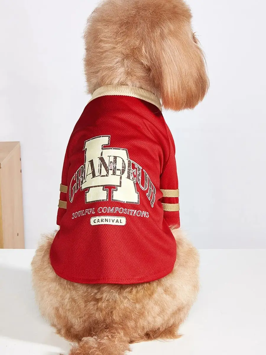 Pet clothes dog cat t-shirt warm and comfortable clothes with prints simple and generous