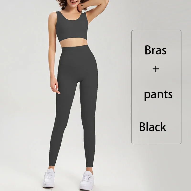 Conjunto de traje de Yoga desnudo sin costuras para mujer, ropa de Fitness y ropa deportiva para mujer, nuevo