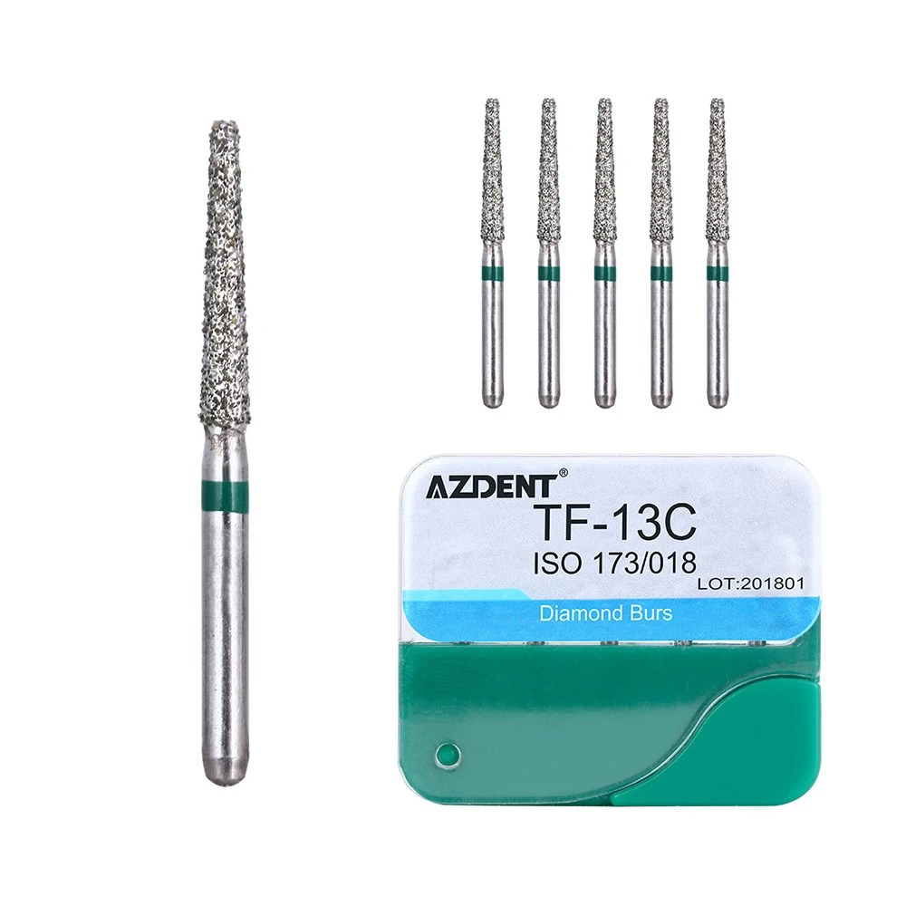 100pcs=5pcs*20 Boxes AZDENT Dental Diamond Burs for High Speed Handpiece Medium FG 1.6MM Bur Dentist Polishing Tools