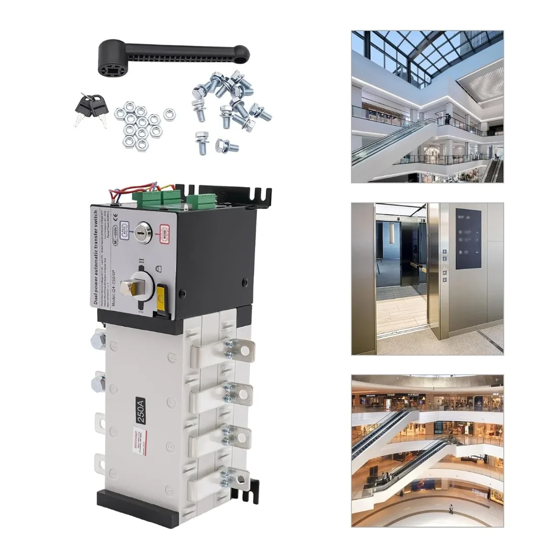 

250A Dual Power Industrial Automatic Transfer Switch (ATS) - 4P Dual Power Switch for Generator/UPS Backup Systems (110V, 50Hz)