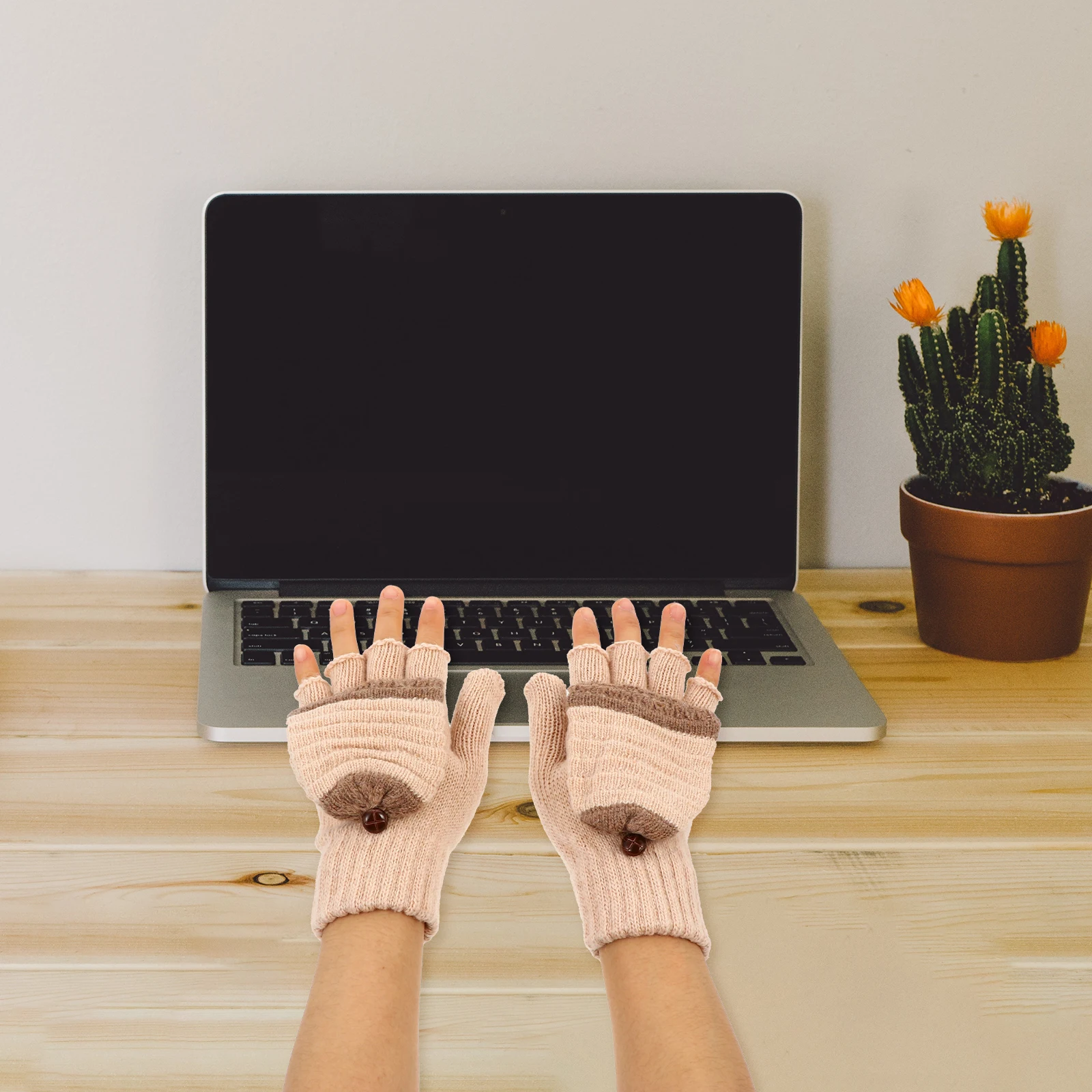 

Ladies Gloves Winter Warm Mittens Unisex Half Finger Thermal Convertible Warmer Clamshell Cycling Gloves Soft Durable