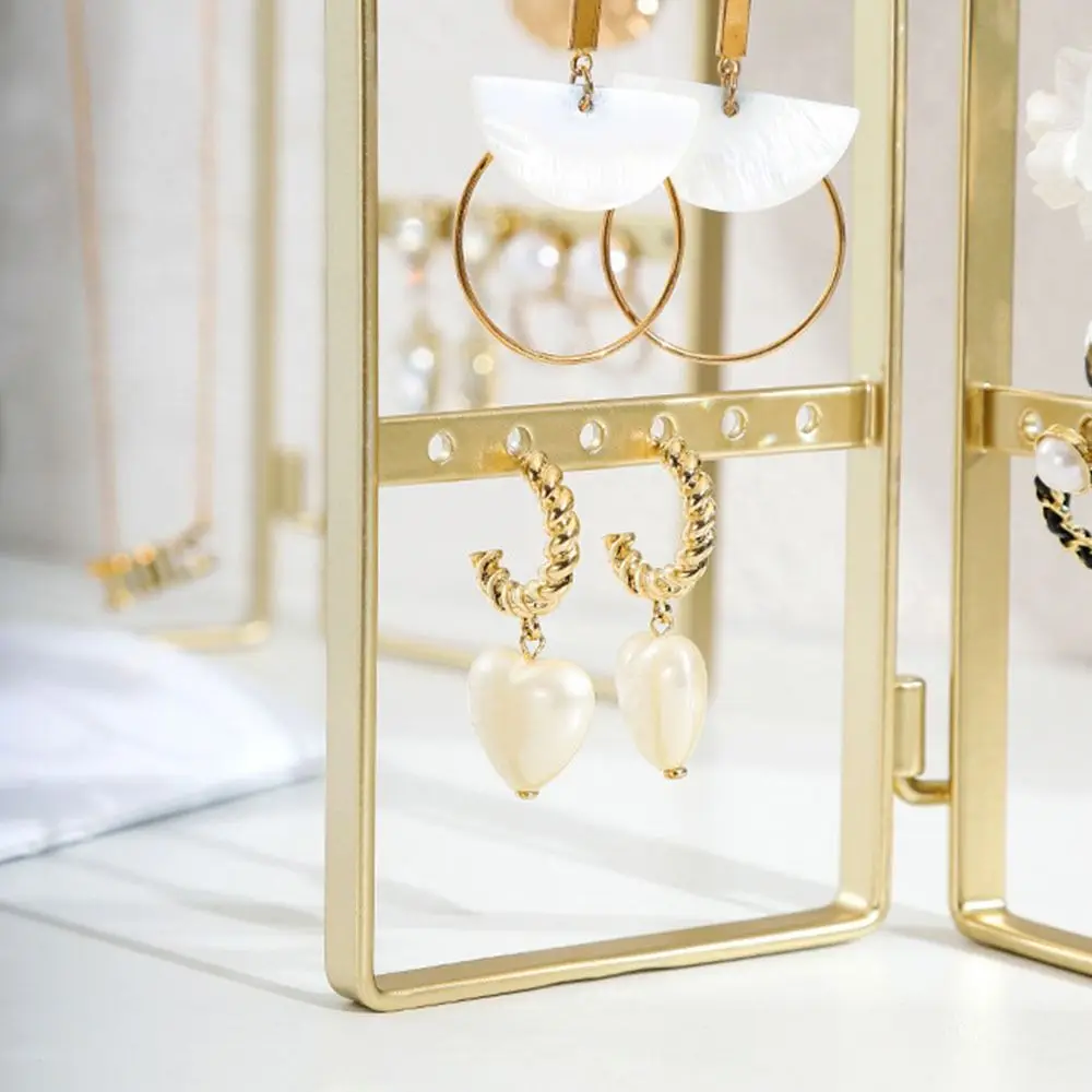 Foldable Jewelry Rack Nordic Style Multi-hooks Necklace Display Stand Space Saving Gold Bracelet Organizer Rack Counter