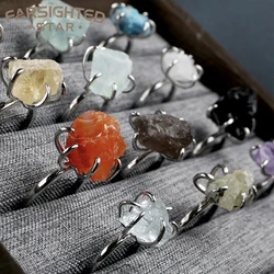 Women's Crystal Ring Adjustable Size Natural Stone Ring Ring Ring Ring Ring Amethyst Silver Silver Party Jewelry Opal Jewelry