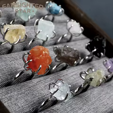 Women's Crystal Ring Adjustable Size Natural Stone Ring Ring Ring Ring Ring Amethyst Silver Silver Party Jewelry Opal Jewelry