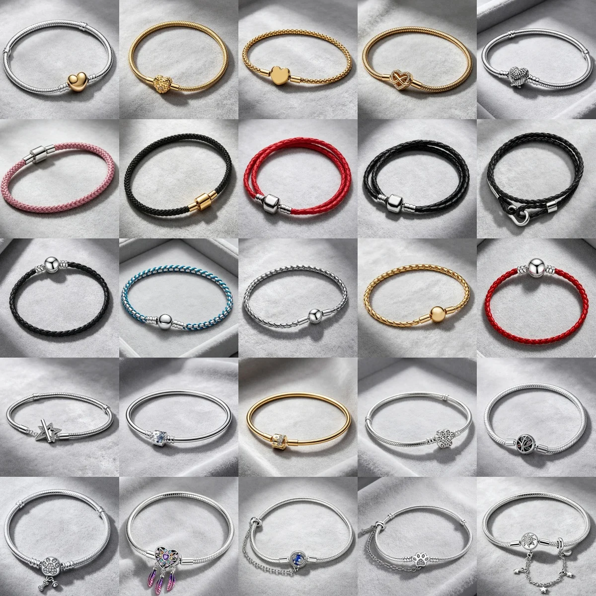 Mixed Style DIY Metal Charm Snake Chain and Multi-Color Stackable Braided Rope Bracelet, Suitable for Women's Jewelry Gifts