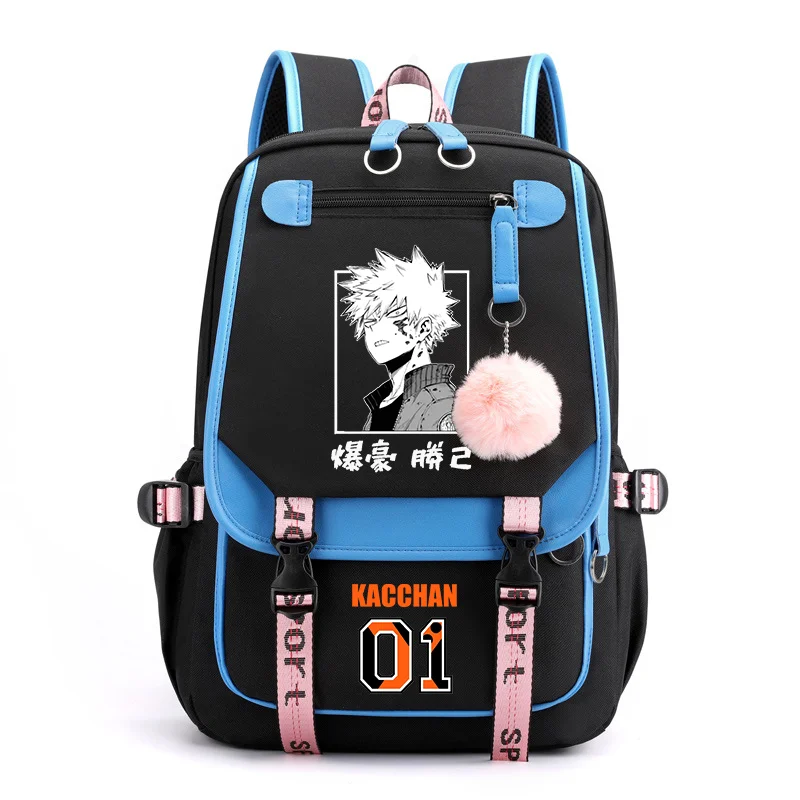 Bakugou quente katsuki harajuku mochila de alta qualidade fluxo usb mochila adolescentes anime escola bookbag