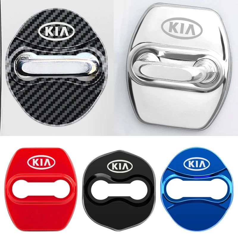 4 Uds 3 tipos para Kia Rio Ceed Sportage Cerato Soul cubierta de cerradura de puerta de coche pegatina emblema de Metal calcomanía estilo de puerta de coche