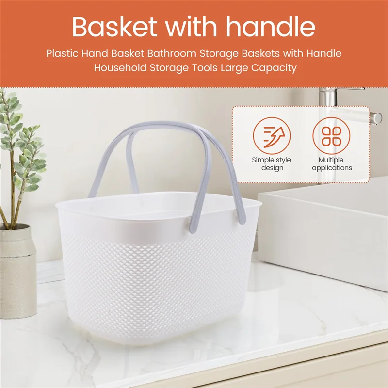

HGHO Plastic Hand Basket Bathroom Storage Baskets With Handle Household Storage Tools Large Capacity