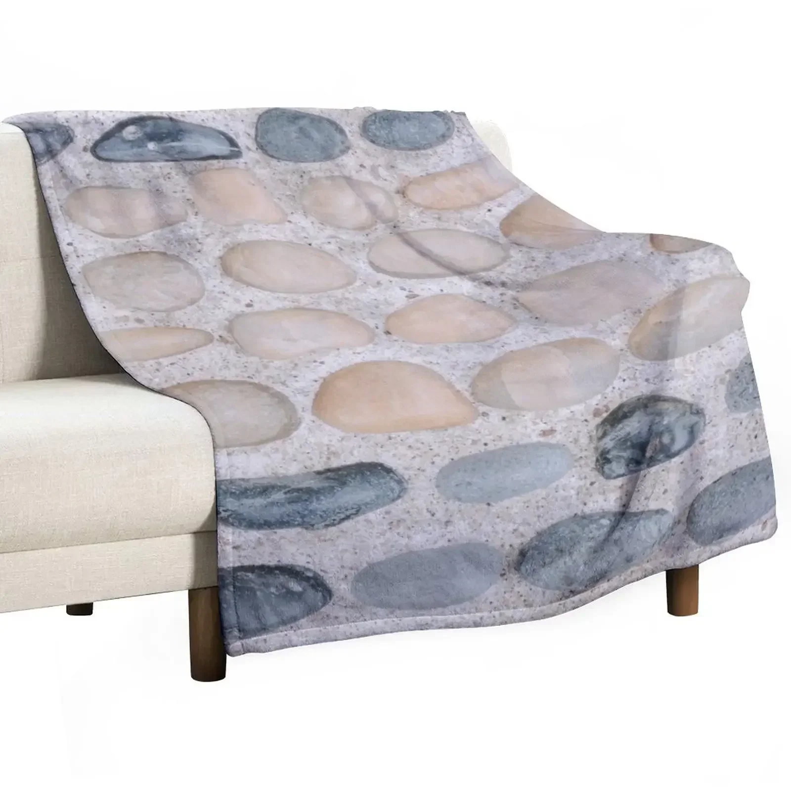 Pastel Pink and Blue Pebbles on the Sand - Colorful Stones Collection - Cool for the Summer SPA Throw Blanket