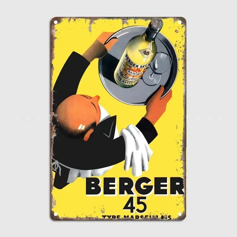 Vintage Funny Decoration Bedroom Metal Signs Wall Berger 45 French Wine Retro Bar Restaurant Cafe Decoration Decor Poster Art