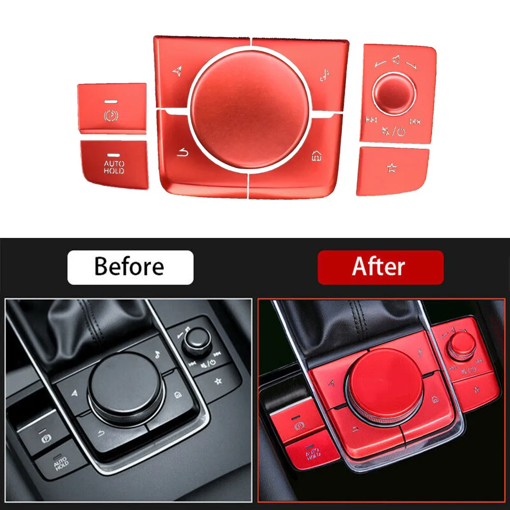 10pcs Aluminum Alloy Car Console Multimedia Button Cover Trim For Mazda 3 2019-2021 CX-30 2020-2021