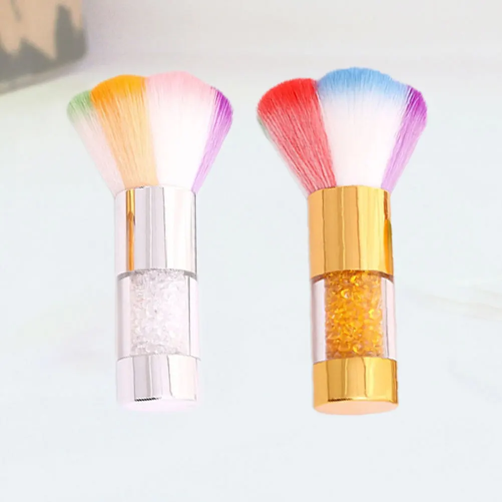 2pcs Dusting Brush Premium Blush Brush Set For Women Makeup Tools Golden Silver Handle Brushes Natural Finish Daily Use
