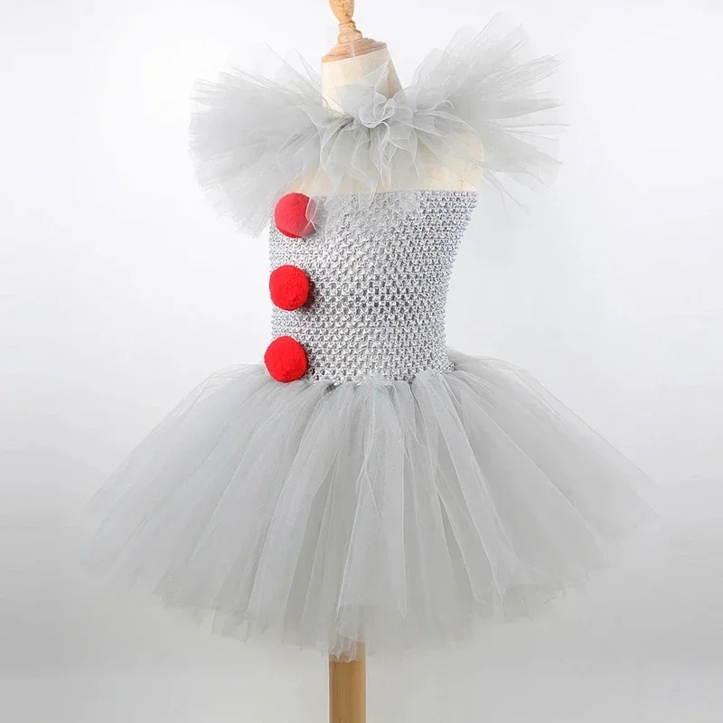 สาว Pennywise แฟนซี tutu เด็กน่ากลัวตัวตลกฮาโลวีน it เครื่องแต่งกายสาว Carnival cosplay party dress up clot