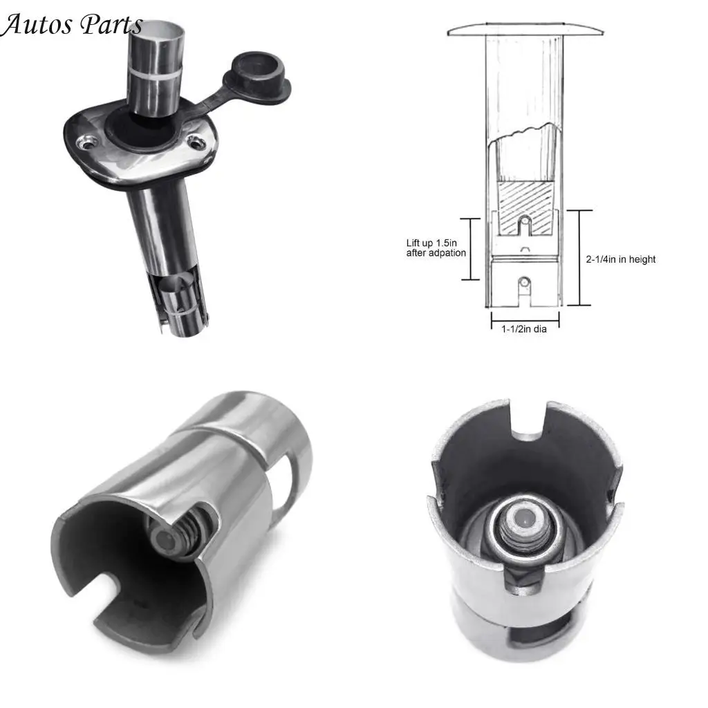 

57BA Fishing Rod Holder Stand Adjustable Height 316 Stainless Steel for Boats Yacht