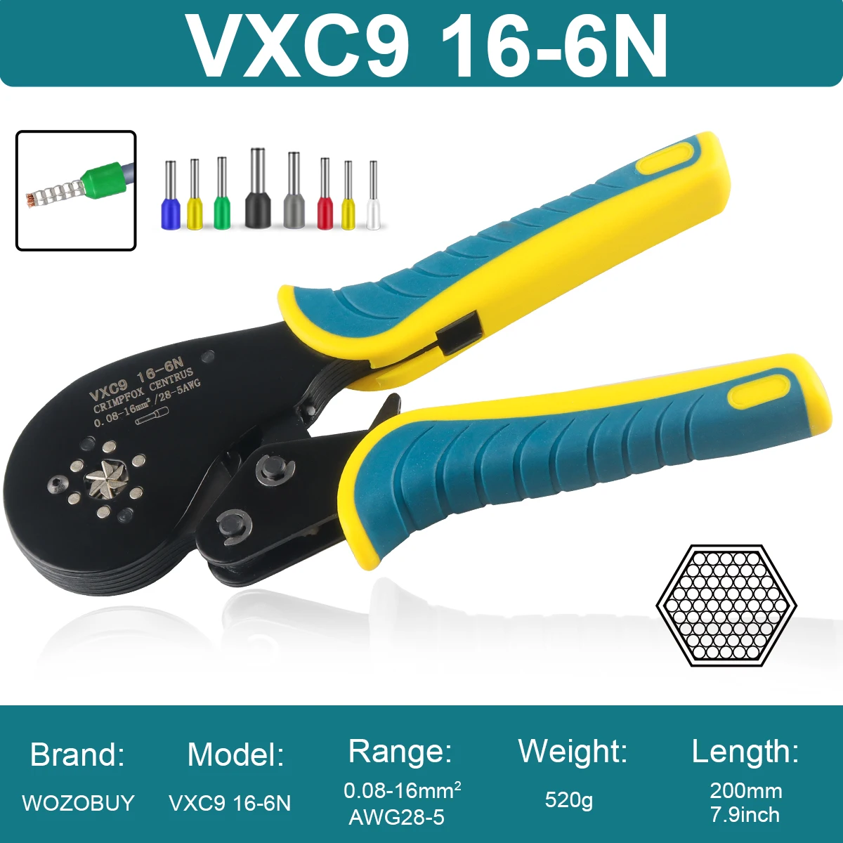 Tubular Terminal Crimper Kit 0.08-16mm² /0.25-10mm² HSC8 6-4/6-6/16-6 Electrical Crimping Pliers Clamp Sets Wire Tips Hand Tools