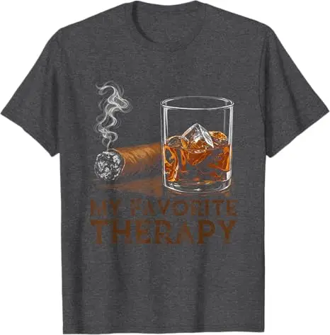 Mein Lieblings-Therapie-T-Shirt für lustige Zigarren- und Whiskey-Liebhaber, Y2k-Herrenmode, Nachtclub, Bar, Streetwear, Kleidung, Lifestyle-T-Shirt – Detail 4
