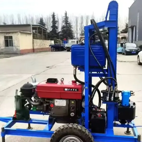

Customized household wheeled diesel 22 horsepower water well drilling machine small hydraulic water well drilling rig