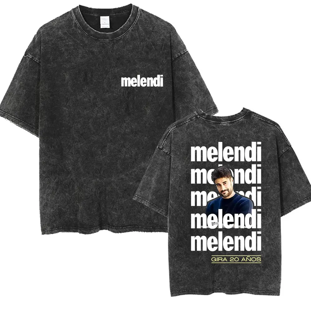 Koszulki męskie Rapper Melendi Album 2025 Vintage Washed Hip Hop Gothic z krótkim rękawem Unisex Punk Fashion Clothing T-shirt