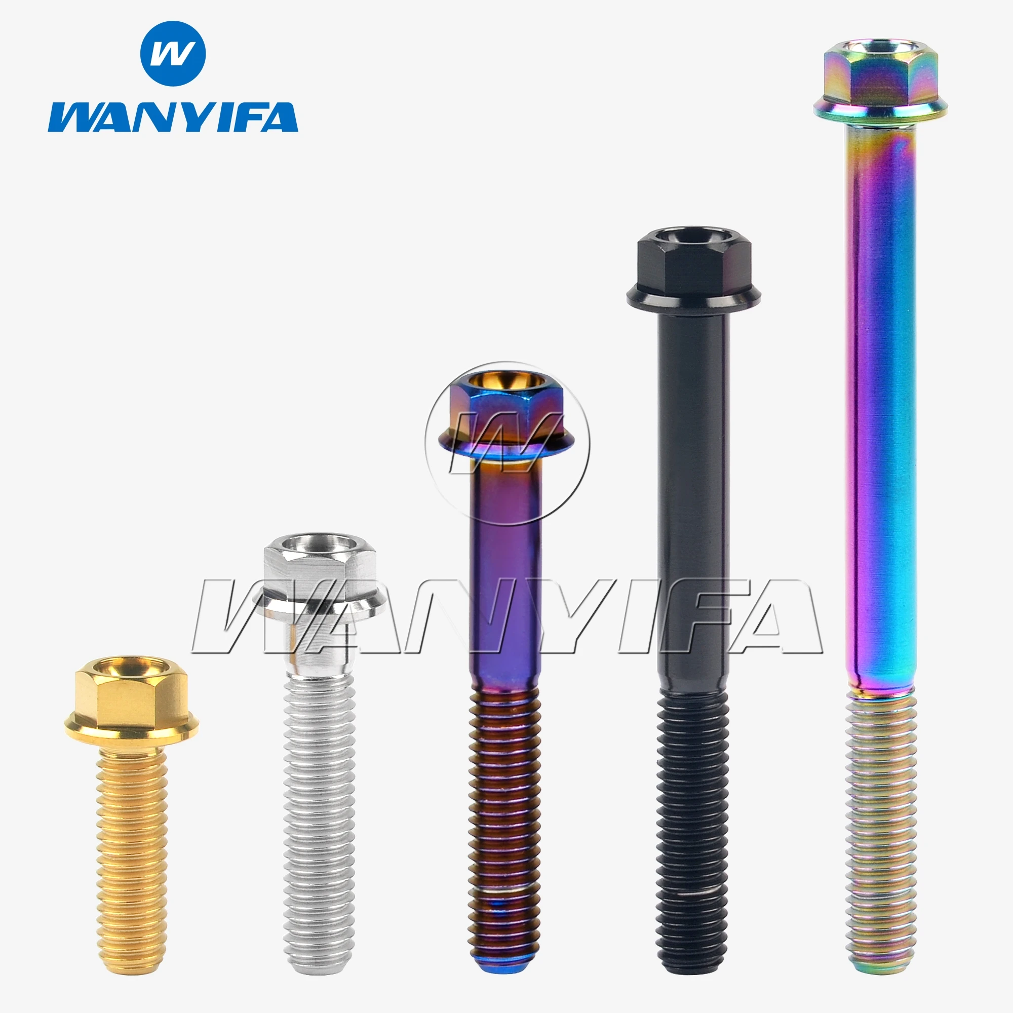 Wanyifa M6x10/15/20/25/30/35/40/45/50/55/60/65/70/75/80/90/100mm Titanium Bolt Flange Hex Head Screws for Bicycle Motorcycle Car