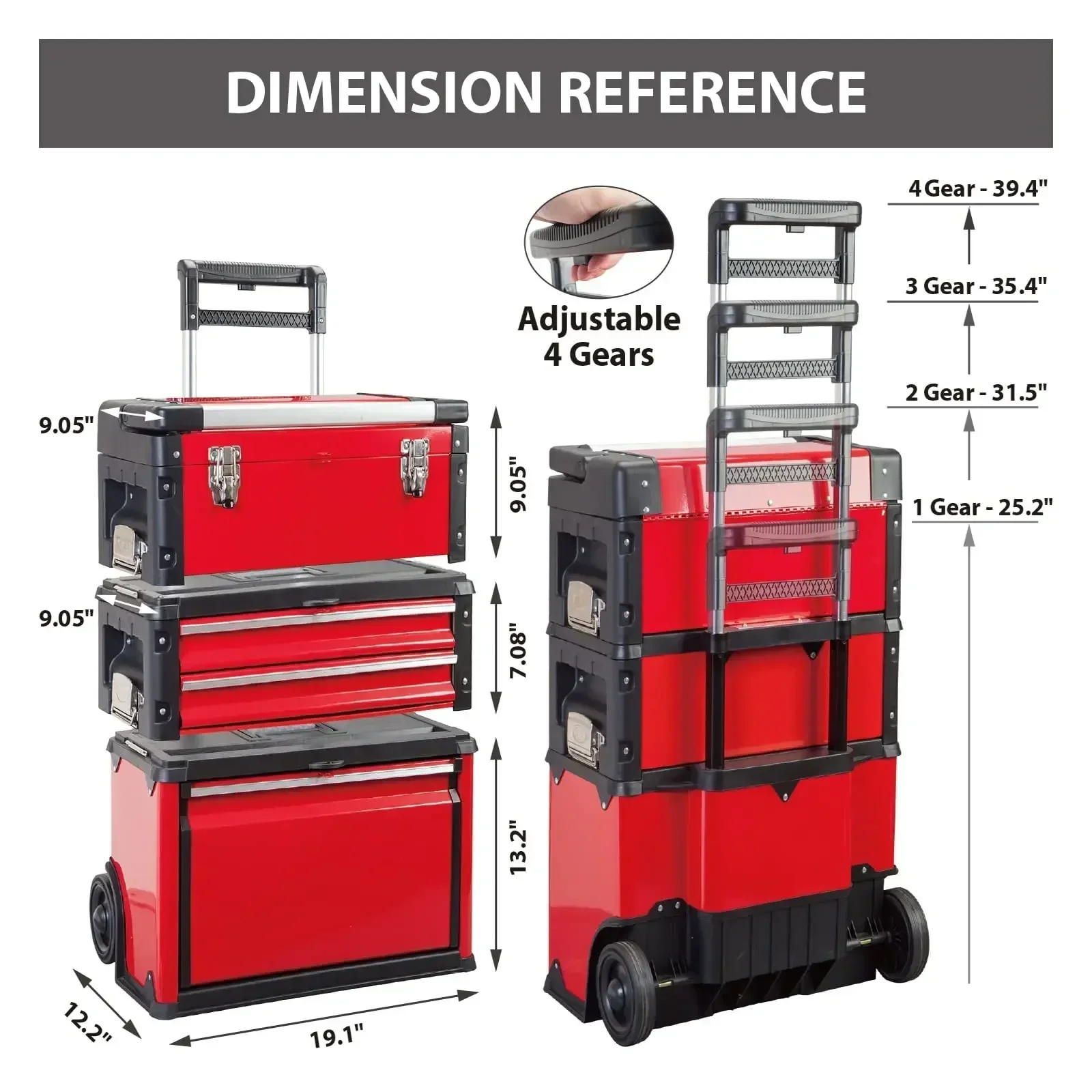 Big Red Torin Garage Workshop Organizer, Steel and Plastic Stackable Rolling Tool Box, Upright Trolley, TRJF-C305ABD