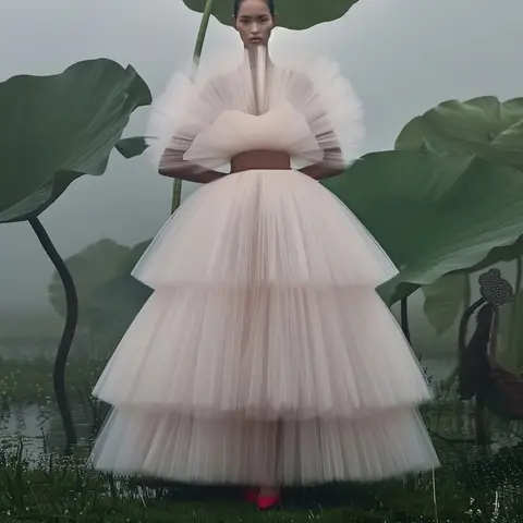 Dreamy Pink Tiered Tulle Maxi Skirt Elastic Waist Multi-layers Pink Puffy Tutu Cake Skirt Wedding Photoshoot Skirt Dance Costume