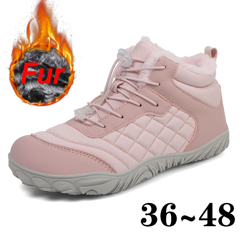 

New Couple Snow Boots for Women Casual Winter Shoes Platform Non-slip Warm Fur Men Ankle Boots Plush Combat Outdoor Hiking Boots