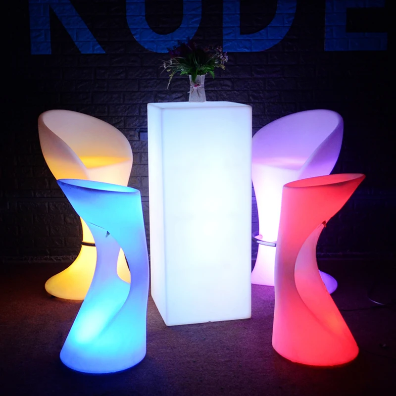 Light Up Color Changing Futuristic Modern Tables 45x45x110cm Luminous Pillar Table LED Lights Bar Table With Remote Control