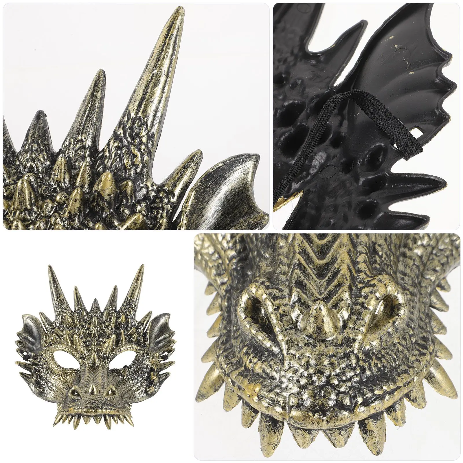 Golden Dragon Mask Realistic Cosplay Halloween Costume Accessory Durable Party Supplies Mens Masquerade
