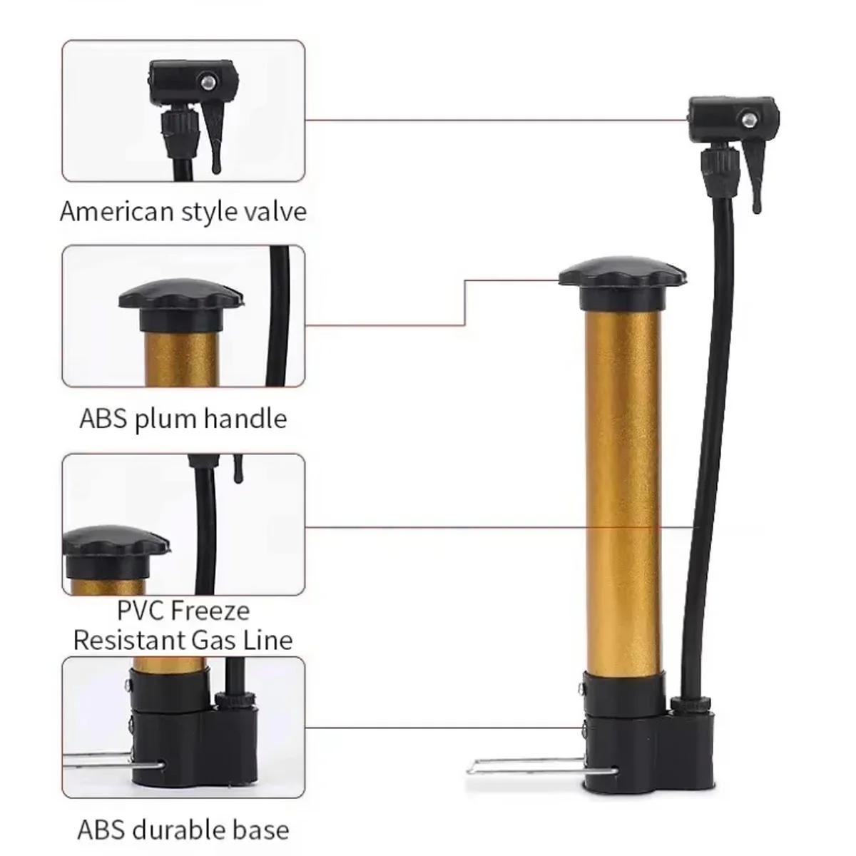 دراجة مضخة نفخ دراجة دواسة نافخة منفاخ لإطارات السيارة T-شكل مقبض مناسبة ل Mtb الطريق السريع دراجة كرة السلة نافخة #4