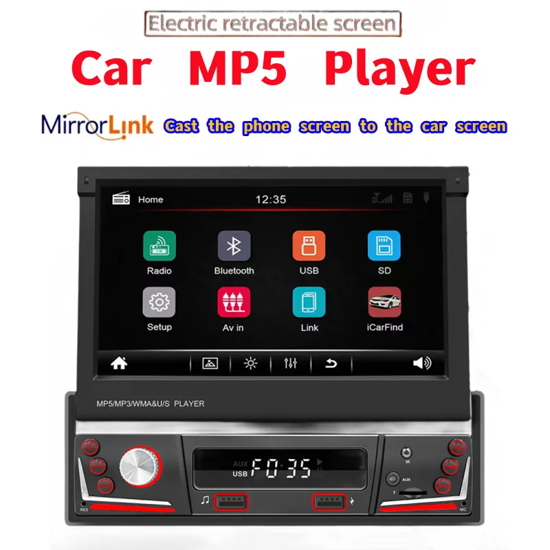 

NEW 7 inch retractable screen car MP5 player Smart Bluetooth Mirror link Internet location looking for car card MP3 radio 9606S