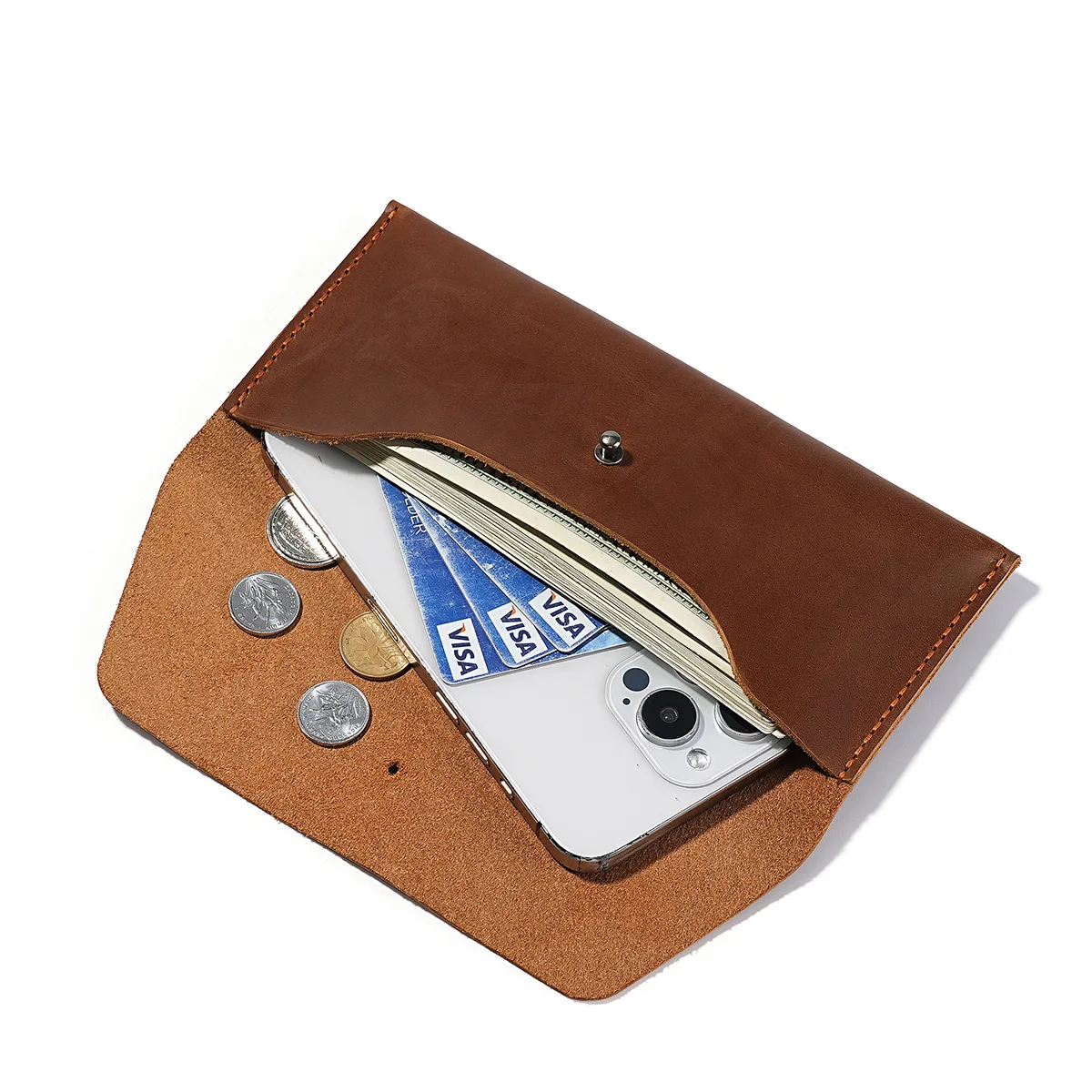 

Новый ультратонкий кошелек-конверт для наличных денег, износостойкий органайзер для переплета денег из коровьей кожи, 100% кожаный держатель для карточек с именем, мужской и женский