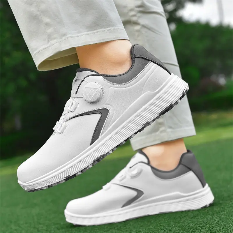 Zapatos de golf profesionales, zapatos para hombres y mujeres, zapatos de entrenamiento de golf antideslizantes impermeables, zapatos transpirables ligeros de PU