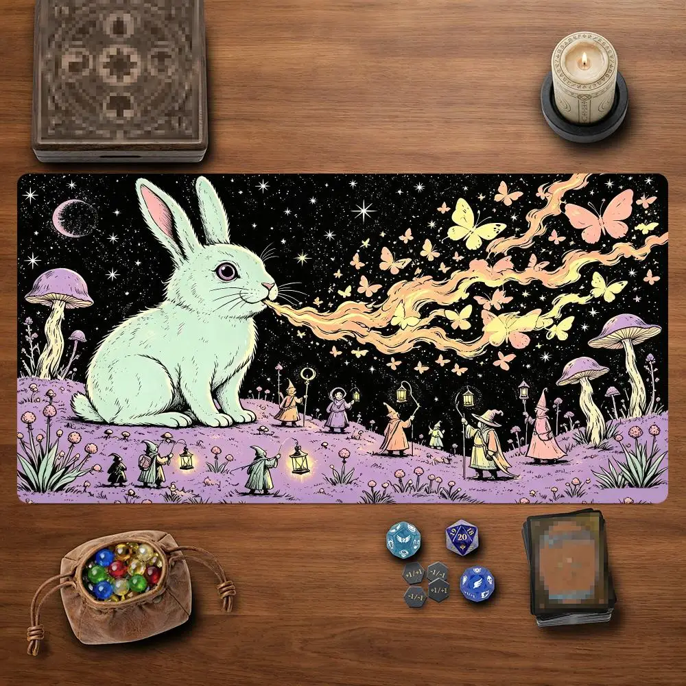Giant Magic Rabbit MTG&TCG Tabletop Game Mat Magic Party Playmat Durable Rubber for Games 35X60cm Mouse Pad PC Offices Desk Mats