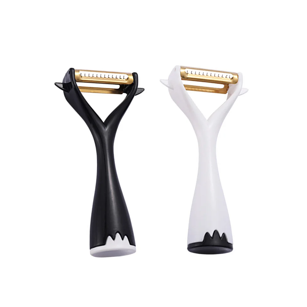 

2pcs Stainless Steel 2 In 1 Paring Grater Fruit Peeler Vegetable Tool With Comfortable Handle Rustproof Easy Clean Black White